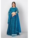 Blue Designer Wedding Wear Soft Net Lehenga Choli