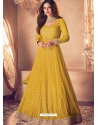 Yellow Designer Wedding Wear Pure Georgette Anarkali Suit