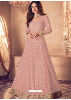 Dusty Pink Designer Wedding Wear Pure Georgette Anarkali Suit