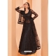 Black Designer Party Wear Net Front-Cut Anarkali Suit With Lehenga