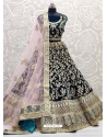 Navy Blue Designer Bridal Wear Lehenga Choli