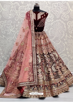 Maroon Designer Bridal Wear Lehenga Choli