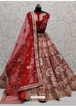 Tomato red hot sale bridal lehenga