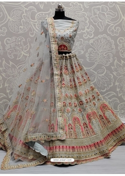 Light Grey Designer Bridal Wear Lehenga Choli