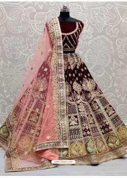 Maroon Designer Bridal Wear Lehenga Choli