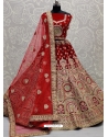 Tomato Red Designer Bridal Wear Lehenga Choli