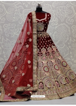 Maroon Designer Bridal Wear Lehenga Choli