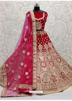 Rose Red Designer Bridal Wear Lehenga Choli