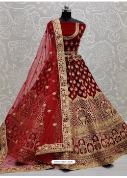 Maroon Designer Bridal Wear Lehenga Choli