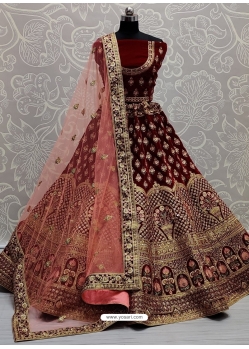 Maroon Designer Bridal Wear Lehenga Choli