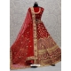 Tomato Red Designer Bridal Wear Lehenga Choli