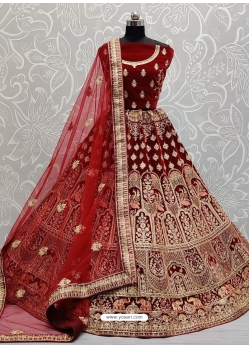 Maroon Designer Bridal Wear Lehenga Choli