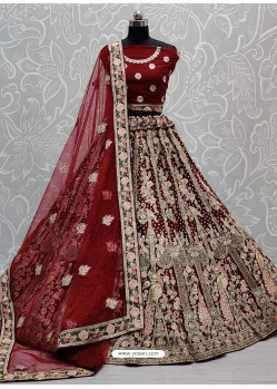 Maroon Designer Bridal Wear Lehenga Choli