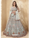 Aqua Grey Designer Wedding Wear Lehenga Choli