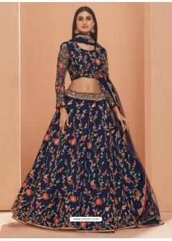 Dark Blue Designer Wedding Wear Lehenga Choli