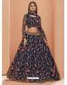 Dark Blue Designer Wedding Wear Lehenga Choli