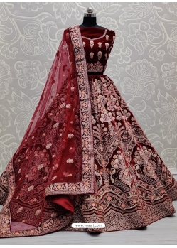 Maroon Designer Bridal Wear Lehenga Choli