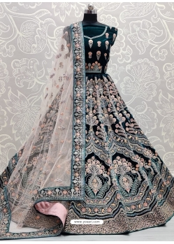 Teal Blue Designer Bridal Wear Lehenga Choli