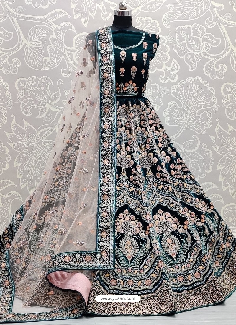 Buy Teal Blue Designer Bridal Wear Lehenga Choli | Bridal Lehenga Choli
