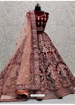 Maroon Designer Bridal Wear Lehenga Choli