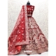 Tomato Red Designer Bridal Wear Lehenga Choli