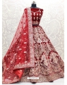 Tomato Red Designer Bridal Wear Lehenga Choli