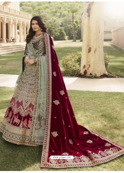 Rose Red Designer Bridal Wear Lehenga Choli