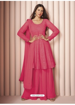 Hot Pink Readymade Designer Real Georgette Embroidered Salwar Suit