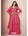 Hot Pink Readymade Designer Real Georgette Embroidered Salwar Suit
