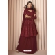 Maroon Readymade Designer Real Georgette Embroidered Salwar Suit