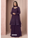 Purple Readymade Designer Real Georgette Embroidered Salwar Suit