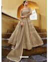 Gold Designer Party Wear Net Front-Cut Anarkali Suit