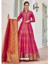 Rani Readymade Designer Party Wear Jacquard Long Anarkali Gown With Dupatta