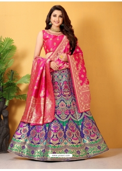 Violet Designer Banarasi Silk Wedding Wear Lehenga Choli
