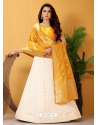Off White Designer Banarasi Silk Wedding Wear Lehenga Choli