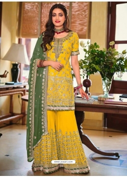 Yellow Designer Wedding Wear Embroidered Salwar Suit