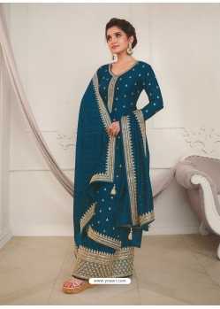 Teal Blue Designer Wedding Wear Embroidered Salwar Suit