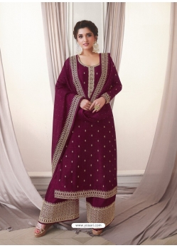 Deep Wine Designer Wedding Wear Embroidered Salwar Suit
