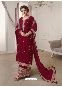 Rose Red Designer Wedding Wear Embroidered Salwar Suit
