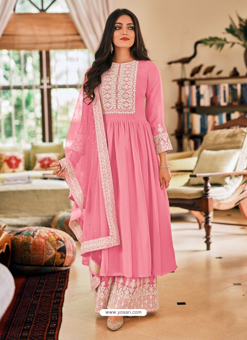 Buy Light Pink Designer Wedding Wear Embroidered Salwar Suit
