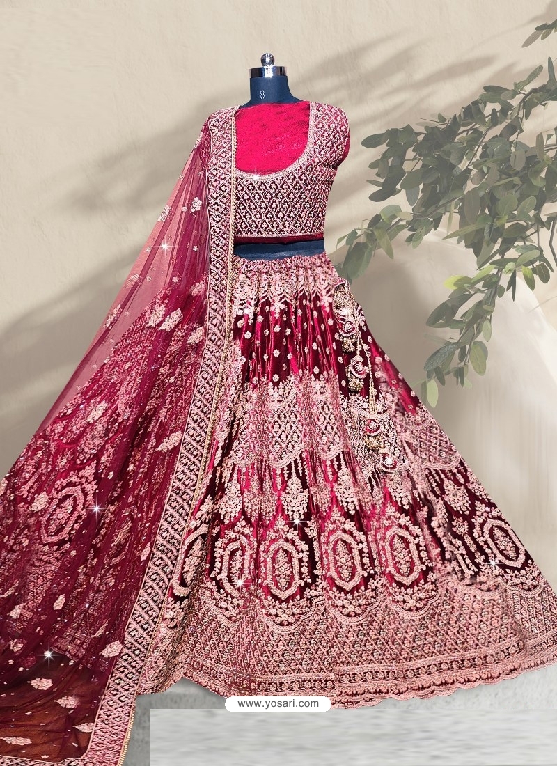 Maroon Designer Bridal Wear Lehenga Choli