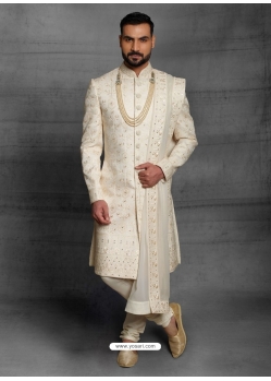 Off White Exclusive Readymade Designer Indowestern Sherwani