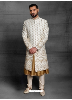 Off White Exclusive Readymade Designer Indowestern Sherwani