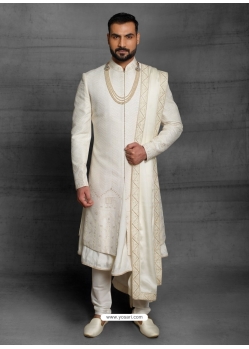 Off White Exclusive Readymade Designer Indowestern Sherwani