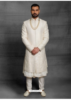 Off White Exclusive Readymade Designer Indowestern Sherwani