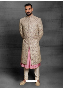 Taupe Exclusive Readymade Designer Indowestern Sherwani