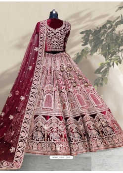 Maroon Designer Bridal Wear Lehenga Choli
