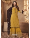 Yellow Designer Party Wear Faux Georgette Palazzo Salwar Suit