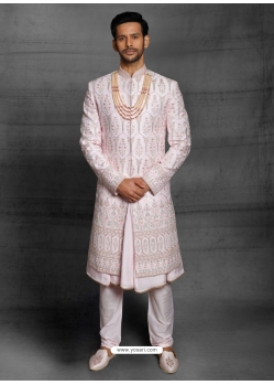 Baby Pink Exclusive Readymade Designer Indowestern Sherwani