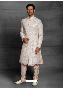 White Exclusive Readymade Designer Indowestern Sherwani